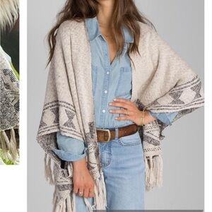 Billabong Poncho Cowgirl southwestern Open Front Tassel Shawl Cardi M/L
